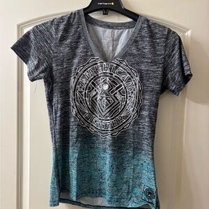 American Fighter Charcoal and Aqua Women's Tee